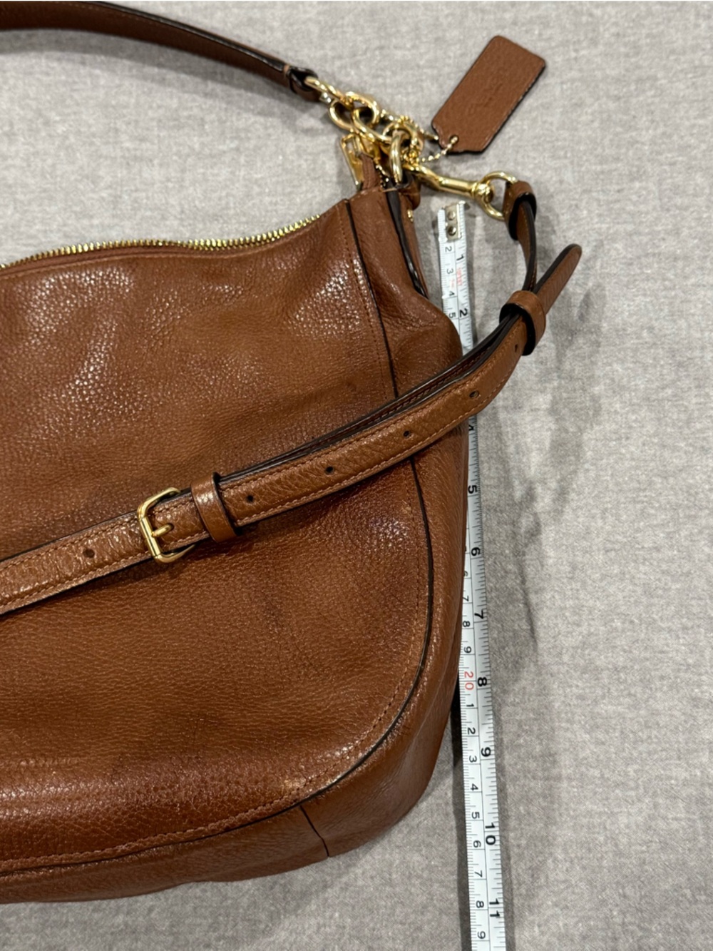 Coach Elle Brown Pebble Leather Hobo Bag - Picture 15 of 16